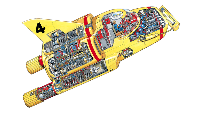 Cutaway drawing of Thunderbird 4 from Thunderbirds