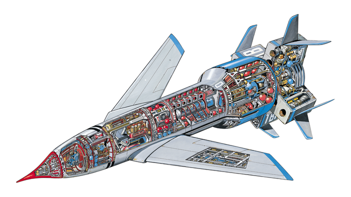 Cross Section Drawing of Thunderbird 1 from Thunderbirds TV Series