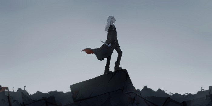 Jaeger from Tenrou: Sirius the Jaeger standing on debris