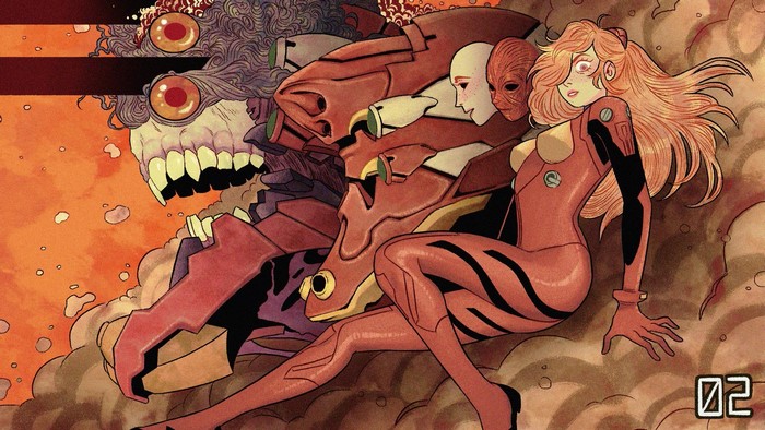 Asuka Langley Soryu and EVA Unit 02 from Neon Genesis Evangelion