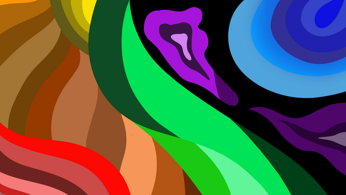 Colorful abstract digital art with wavy shapes