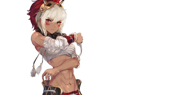 Rinkah Muscular Anime Girl with White Hair