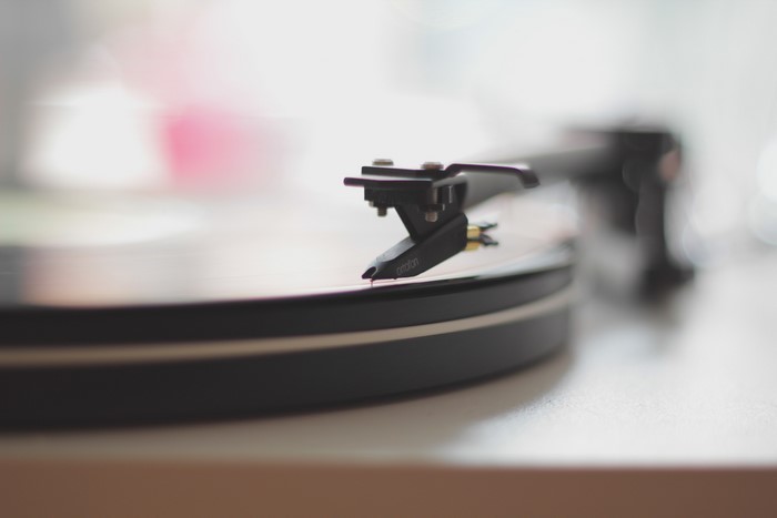 Ortofon cartridge on a vinyl record player