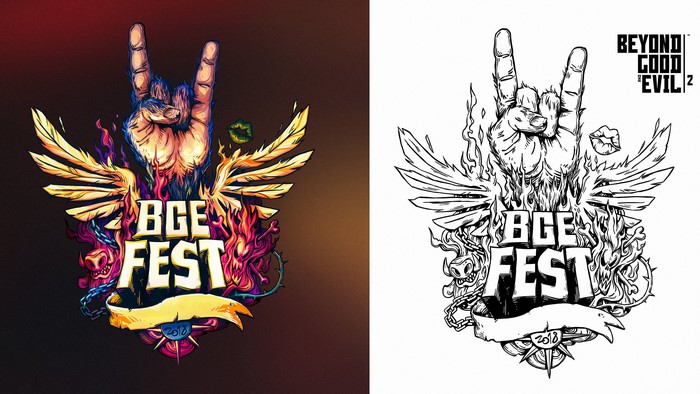 Beyond Good & Evil 2 logo with rock hand gesture