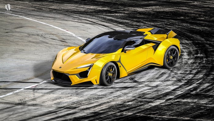 Yellow Lykan HyperSport on a Racetrack