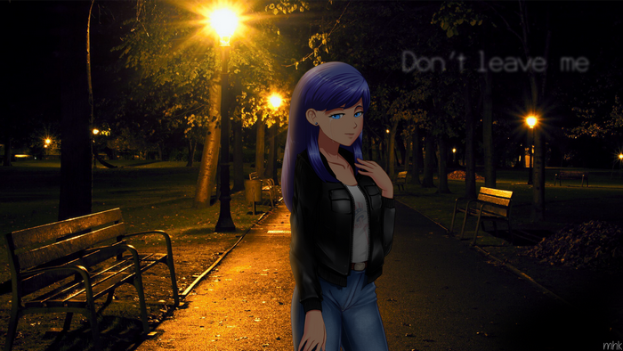 Samantha Smith from Everlasting Summer in a park at night