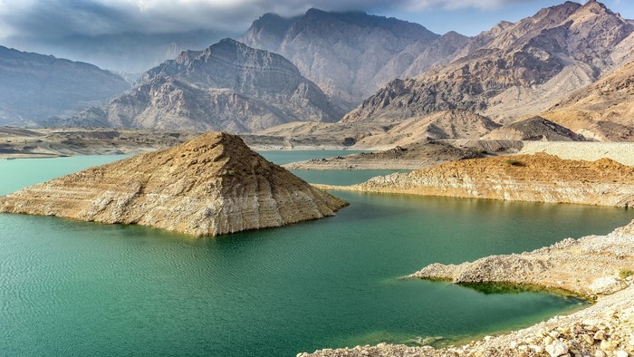 Reservoir with mountains in Oman