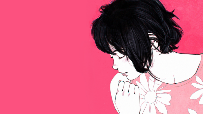 Artwork of a woman with black hair by Ilya Kuvshinov