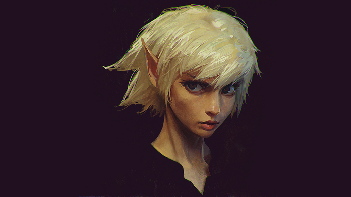 Digital art of a blonde elf girl