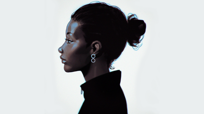 Digital art of a black woman in profile