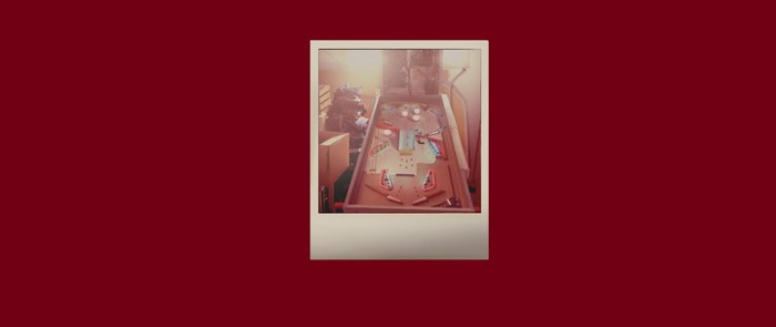 Pinball machine in a room