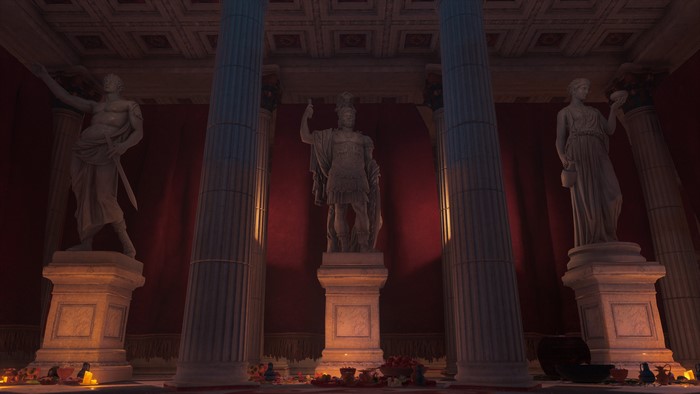 Statues in a temple in Assassin's Creed: Origins