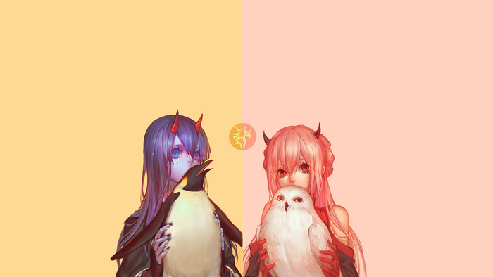 Zero Two from Darling in the FranXX with animals