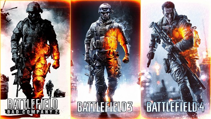 Battlefield Bad Company 2, Battlefield 3, and Battlefield 4 game art