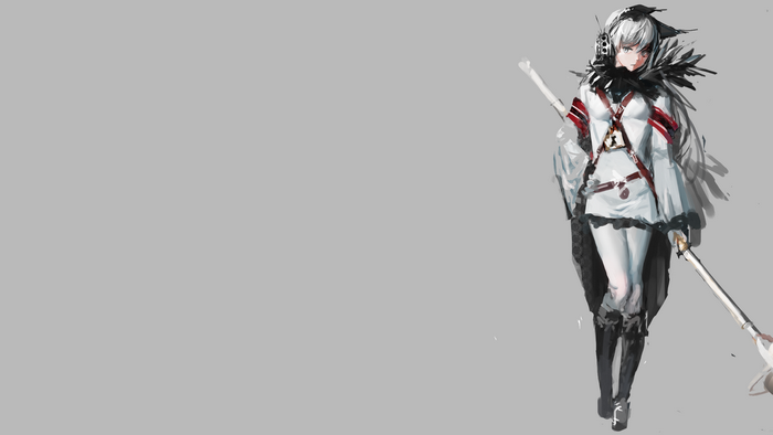 Anime girl with white hair and a sword