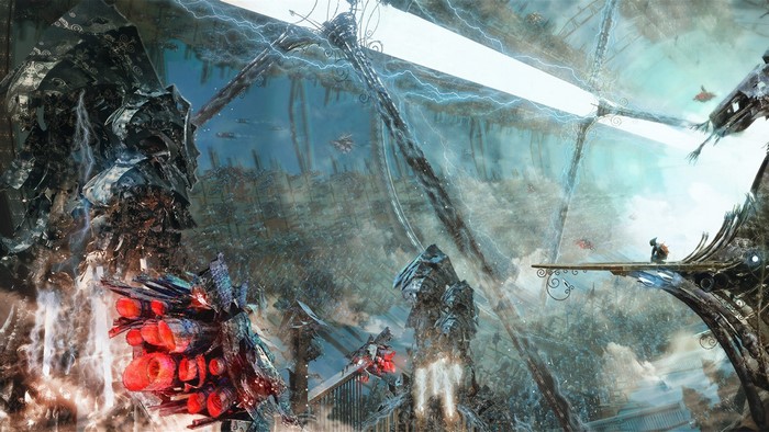Futuristic science fiction digital art with lightning