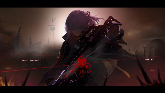Anime girl with rifle in post-apocalyptic setting