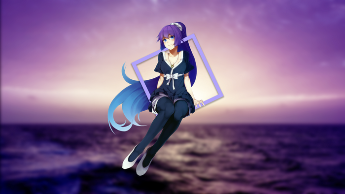 Senjougahara Hitagi from Monogatari Series with purple hair