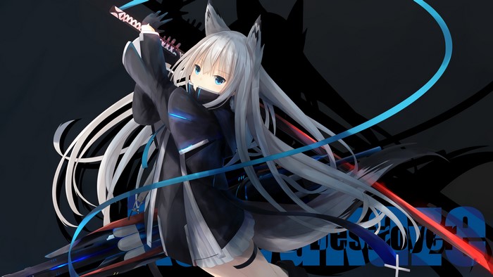 Anime fox girl with katana