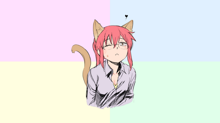 Kobayashi from Kobayashi-san Chi no Maid Dragon with cat ears