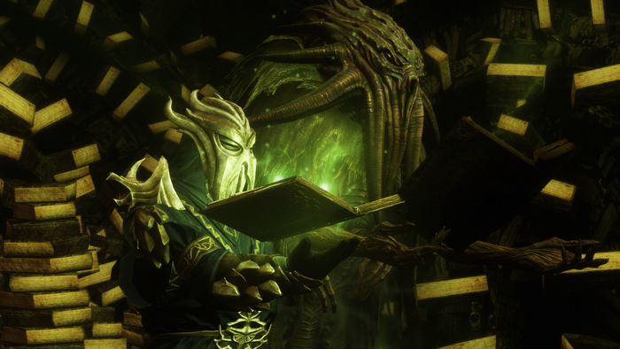 Miraak from The Elder Scrolls V: Skyrim casting a spell
