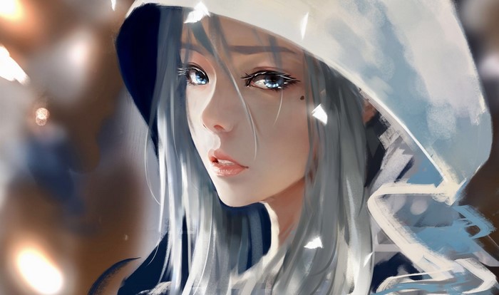 Ghost Blade Digital Portrait of Silver-Haired Woman