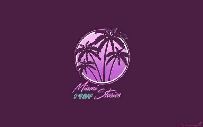 Miami Stories 1984 Retrowave Palm Trees Logo
