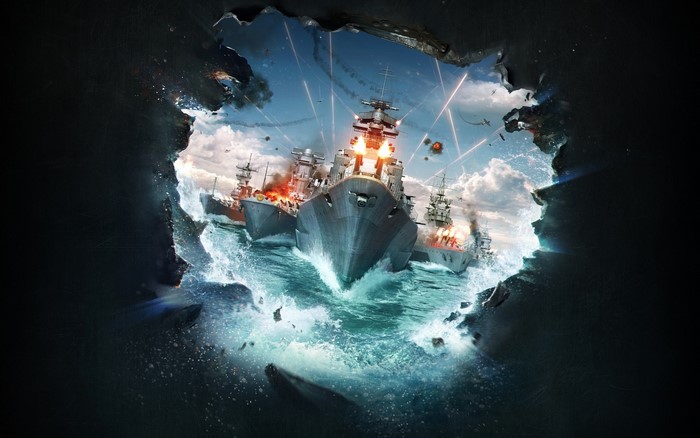 Battleships in World of Warships video game art