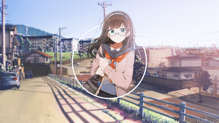 Anime girl with glasses and school uniform