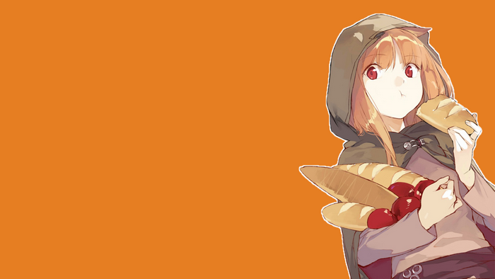 Holo from Spice and Wolf eating bread
