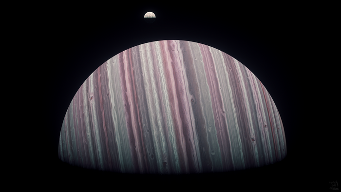 4K planet and moon in space