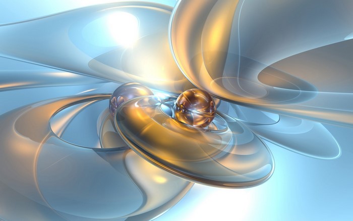 Abstract 3D render with spheres and flowing shapes