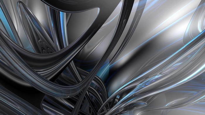 Abstract 3D Rendered Shapes with Blue Accents