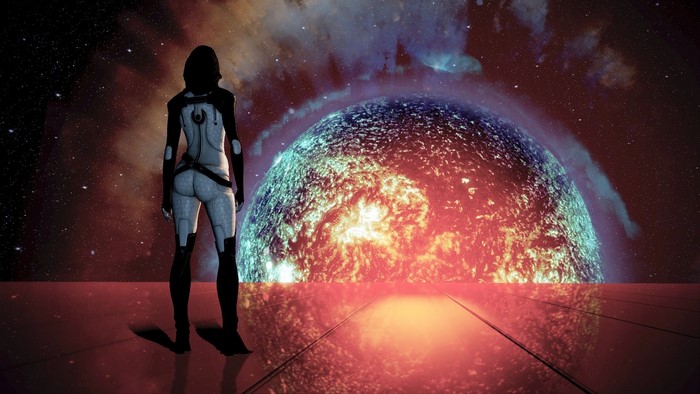 Miranda Lawson from Mass Effect 2 near a sun