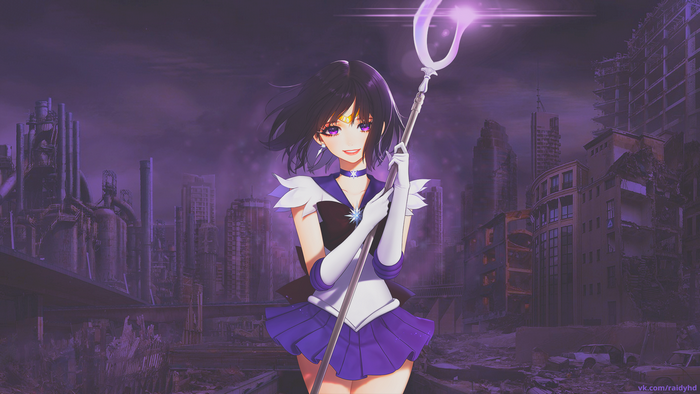 Sailor Saturn Anime Character in Ruined City