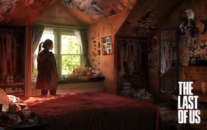 Ellie from The Last of Us in a bedroom