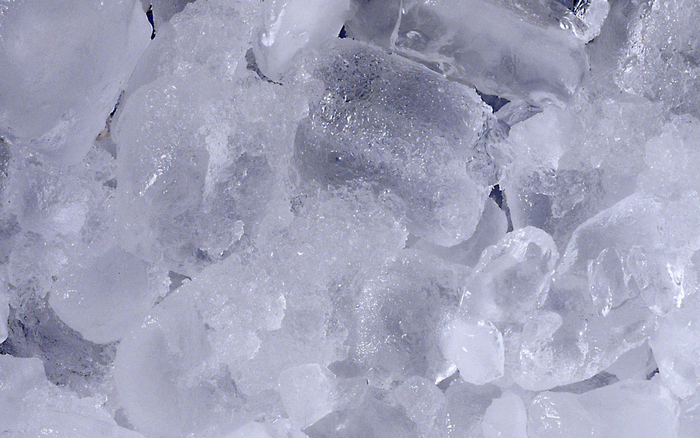 Close-up of crushed ice and ice cubes