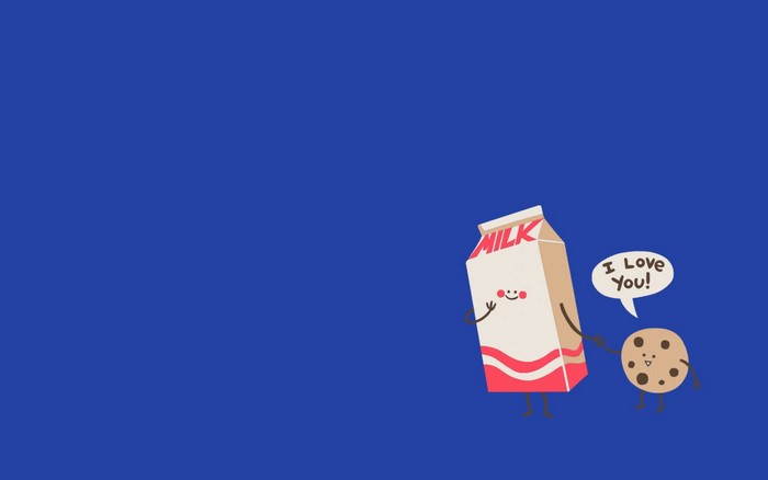 Milk carton and cookie with "I Love You!" speech bubble