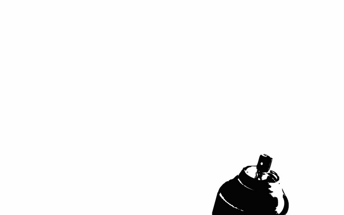 Minimalist black spray can on white background