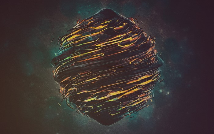 Abstract digital artwork with yellow and dark tones