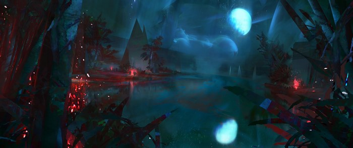 Guild Wars 2 landscape with glowing elements