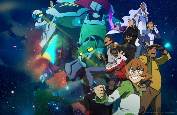 4K Voltron Legendary Defender characters and mechs in space
