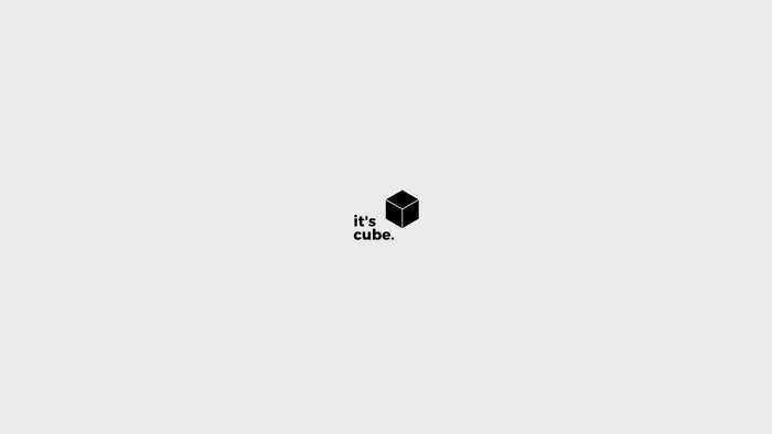 Minimalist logo with a cube and text "it's cube."