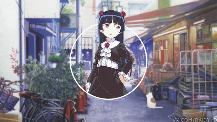 Anime girl in gothic lolita dress
