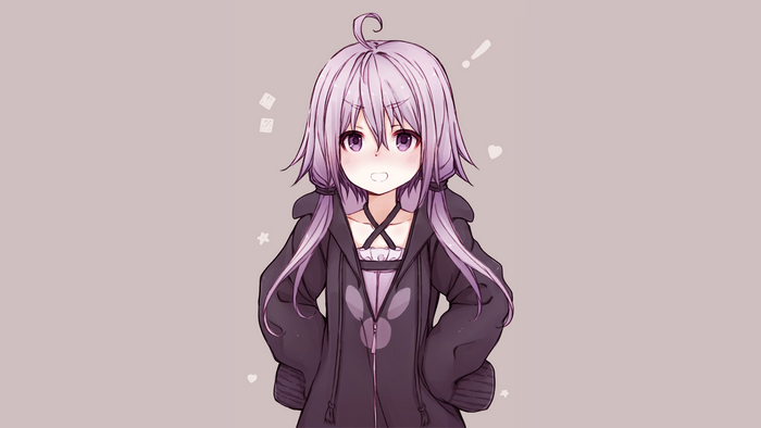 Anime girl with purple hair and pigtails