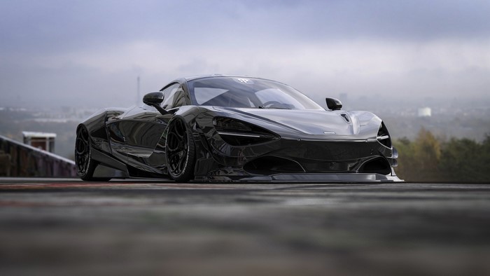Black McLaren 720S concept art by Rostislav Prokop