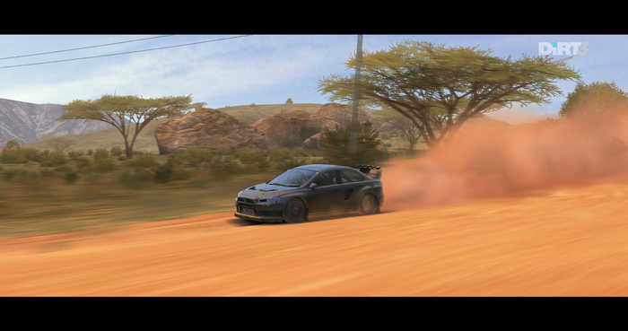 DiRT 3: Mitsubishi Lancer Evolution X rally car kicking up dust