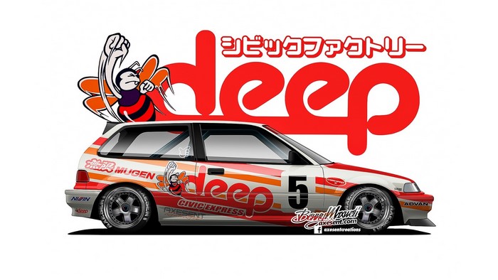 Honda Civic with 'Deep' and bee graphic by Axesent Creations