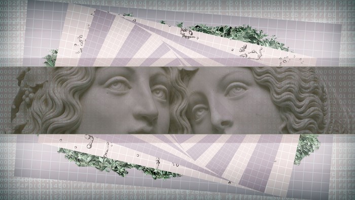Classical Sculpture Faces with Abstract Digital Overlay