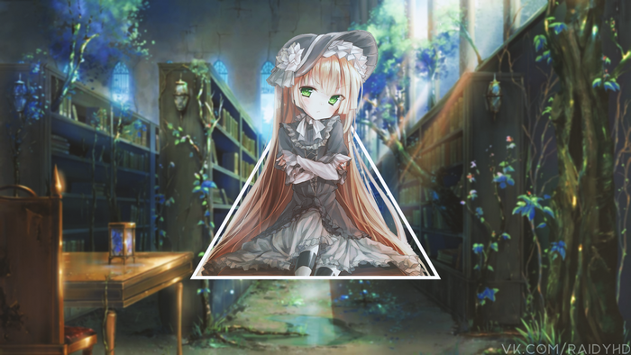 Victorique de Blois from Gosick in a library